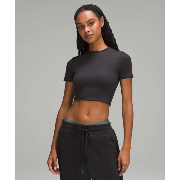 Lululemon Tops - Lululemon Ultra Soft Nulu Crewneck Cropped T-Shirt Black W3HPQS Small